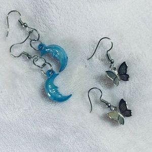 heavenly silver butterfly drop earrings
